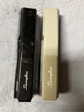 Vintage Swingline 747 Staplers Lot of 2 Black & Ivory Cream Retro Office